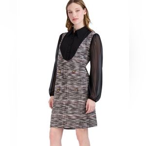 Julia Jordan Long Sleeved Mix Media Pinafore Dress size 4